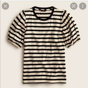 J. Crew Puff-sleeve broken-in jersey T-shirt in stripe